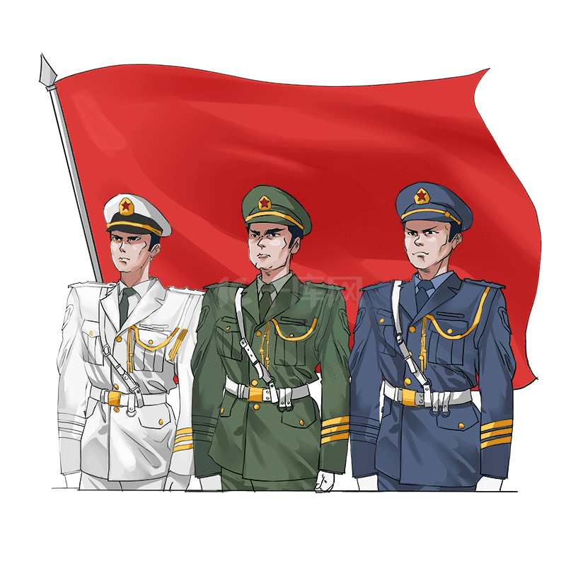 国庆节军人升旗敬礼gif