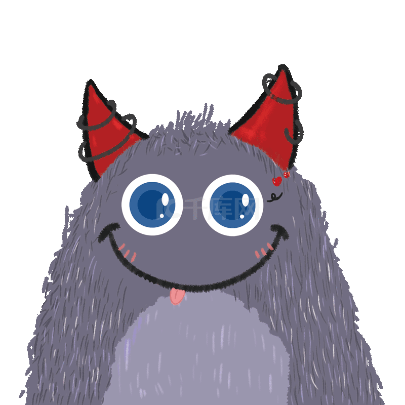 万圣节可爱卡通灰色合拍毛绒绒小怪兽恶魔动图gif