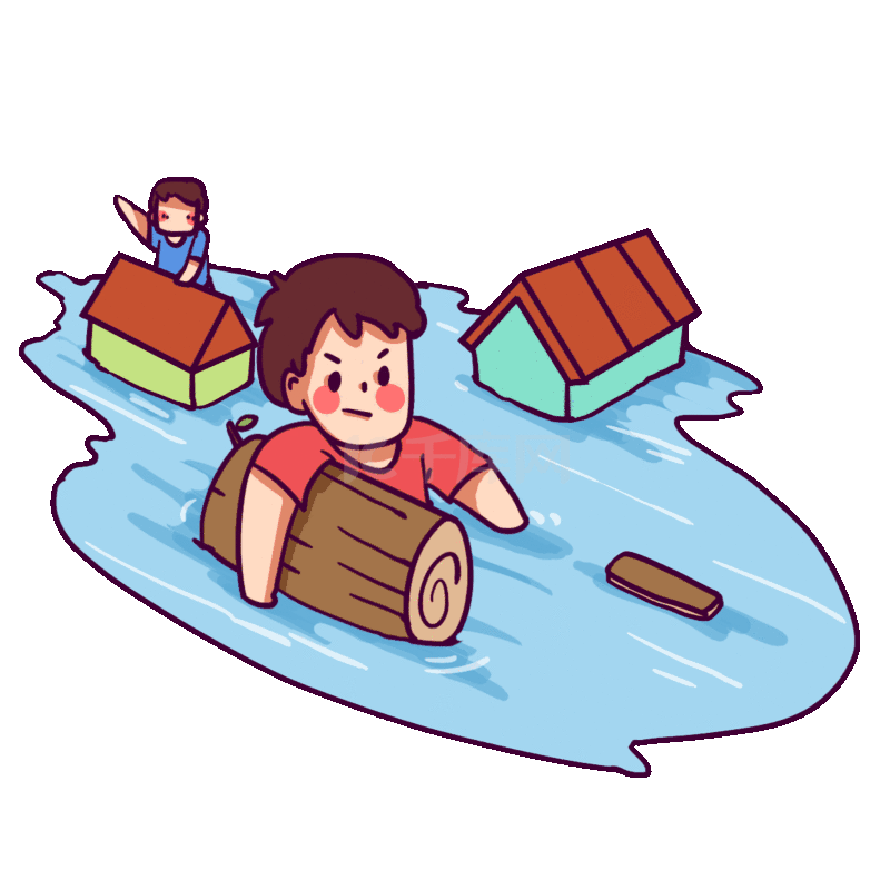 洪水抗洪救灾救援自救人物自然灾害男性动图gif