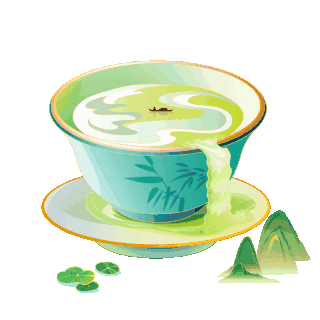 清明节谷雨茶叶喝茶茶杯二十四节气国潮风传统节日动图gif