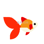 橙色扁平化卡通金鱼吐泡泡