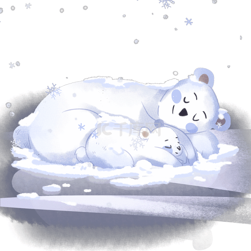 北极熊冬眠卡通图片