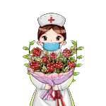 护士节漂亮女医生收花花朵