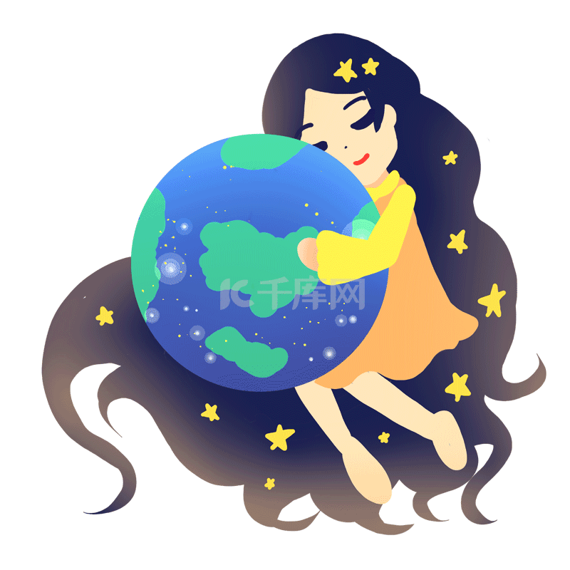 地球一小时星星少女与地球gif动态图片下载 千库网