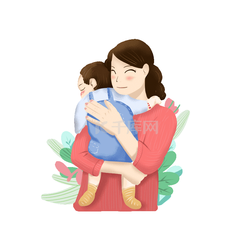 母亲节幸福母子相拥婴儿gif动态图片下载 千库网