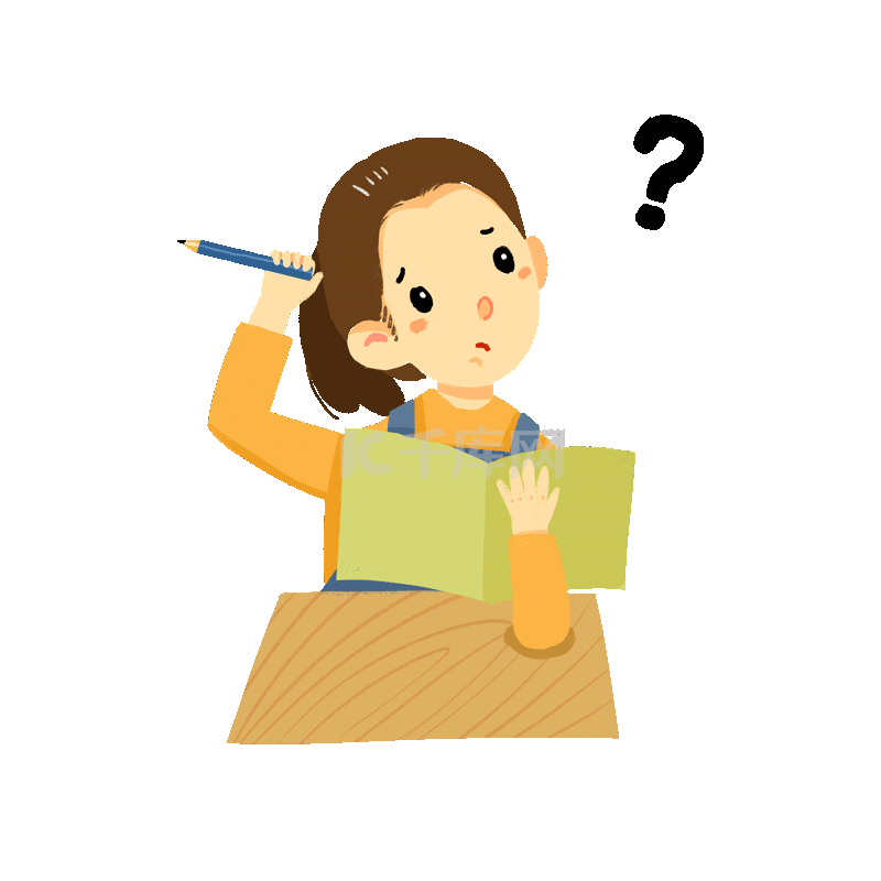 做作业思考的女孩教育动图gif