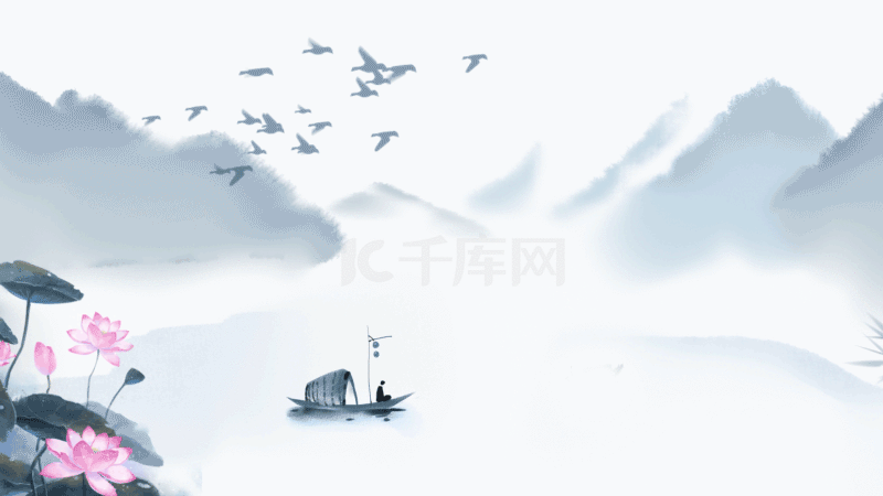 中国风荷塘月色荷花背景图片免费下载-千库网