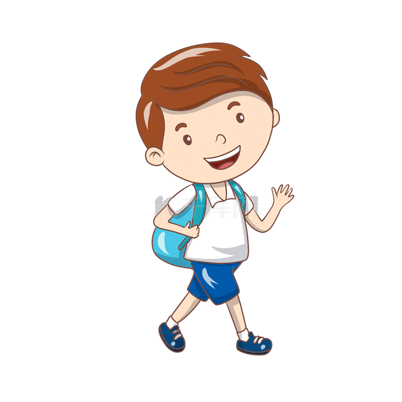 走路上学的小男孩