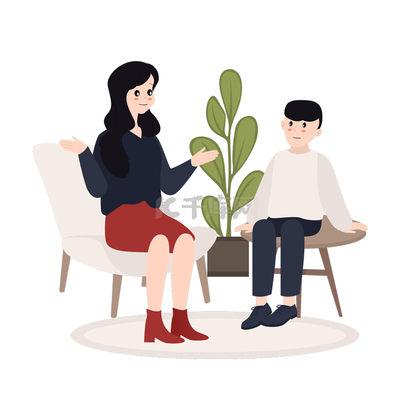 卡通风正在对话的母子gif动态图片下载 千库网