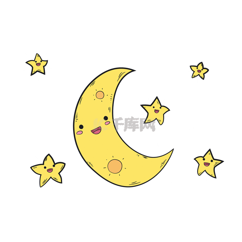 卡通可爱的月亮星星