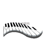 黑白琴键 钢琴琴键 弹钢琴 黑色五线谱 音乐乐符 音符 漂浮的琴键 卡通插画  原图GIF