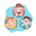 一群游泳的小孩夏天