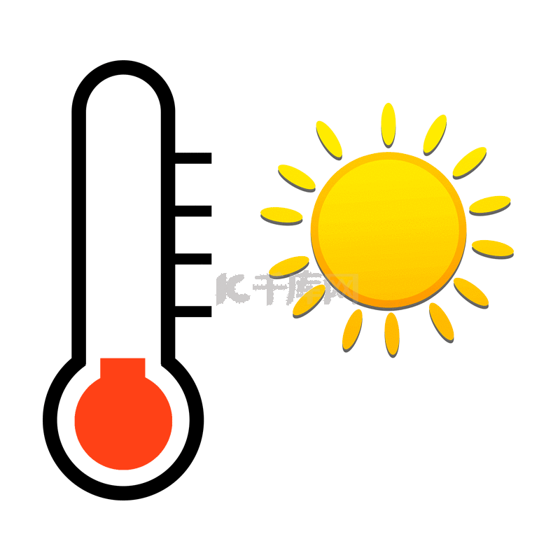 夏季太阳与温度计矢量图升温高温