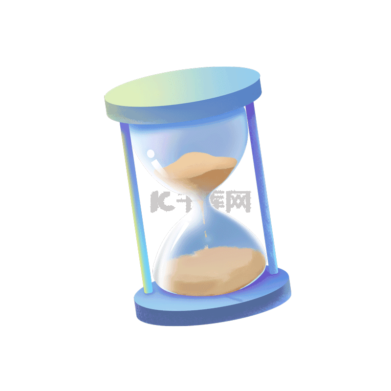 蓝色可爱倾斜沙漏卡通