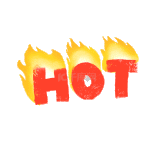 火爆红色手绘hot电商促销热销标签火焰燃烧动态艺术字