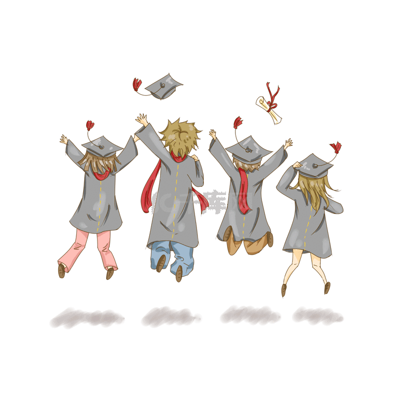 毕业典礼背影跳起大合照插画gif动图