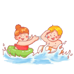 夏天儿童游泳戏水玩水小动画