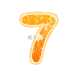 橙子橙汁橙色PSD数字7动图GIF