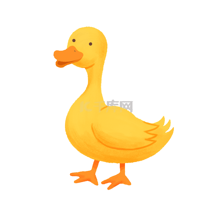 黄色卡通点头的鸭子
