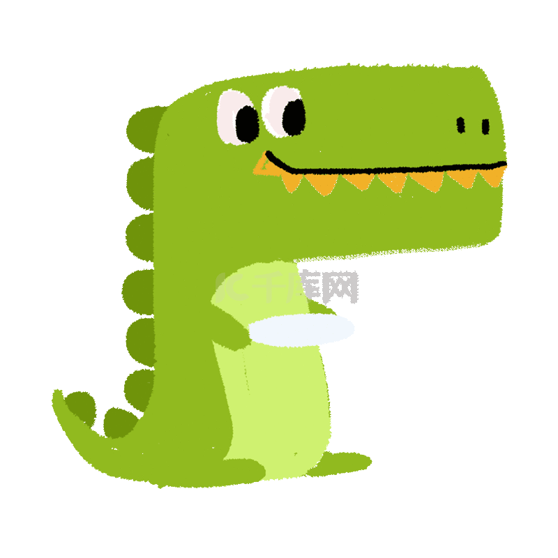 绿色的恐龙鳄鱼吃饭可爱