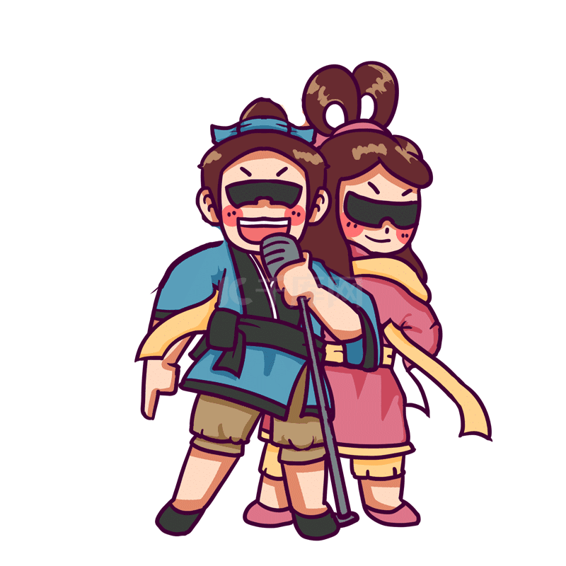 搞笑七夕牛郎织女跳舞蹦迪动态元素