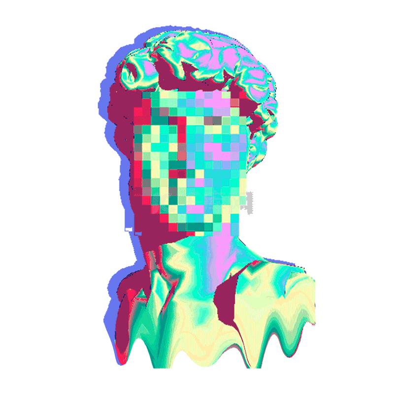 蒸汽波风雕像石膏像大卫石膏像动图