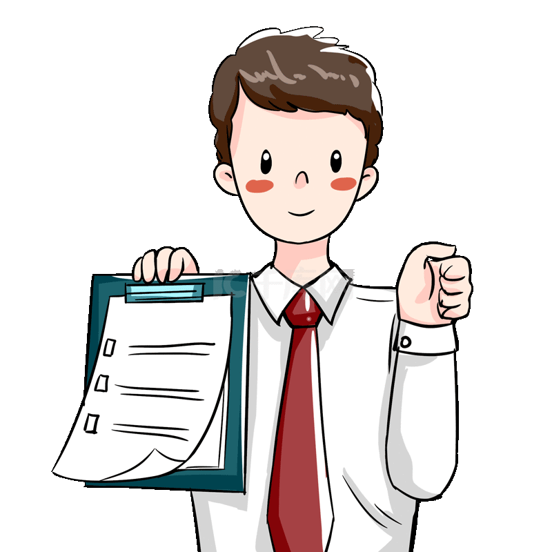 白色手绘完成任务人物打勾完成