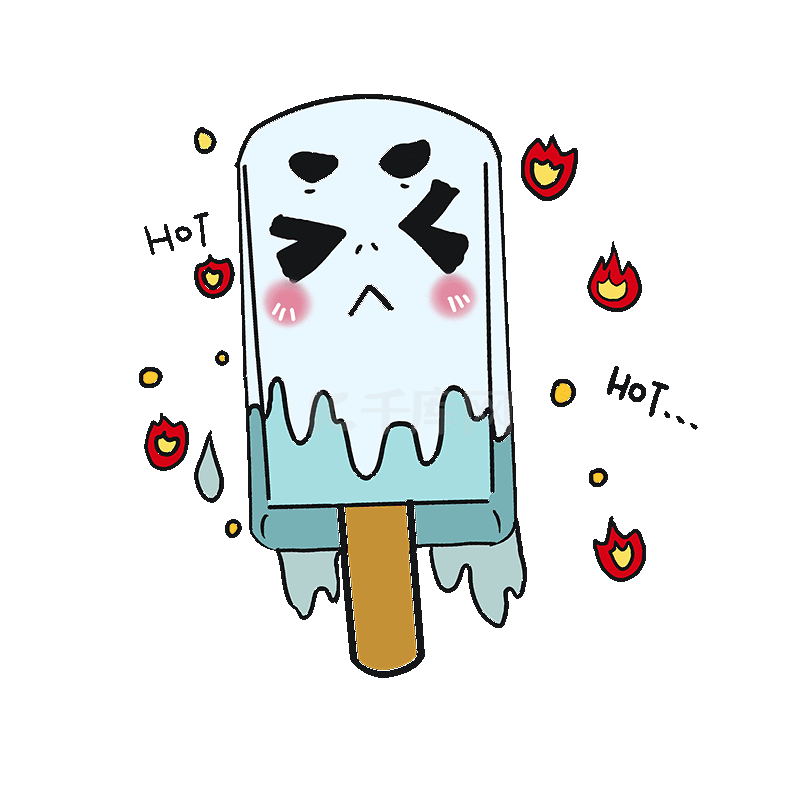 炎热天气的雪糕冰激凌融化表情