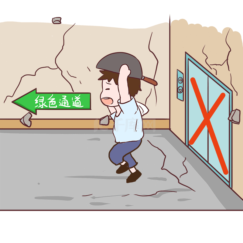 防震救灾黄色卡通元素躲桌子素材图片免费下载 千库网 