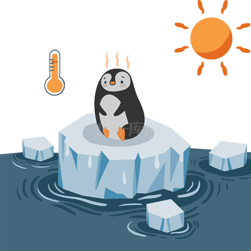 全球变暖冰川融化企鹅