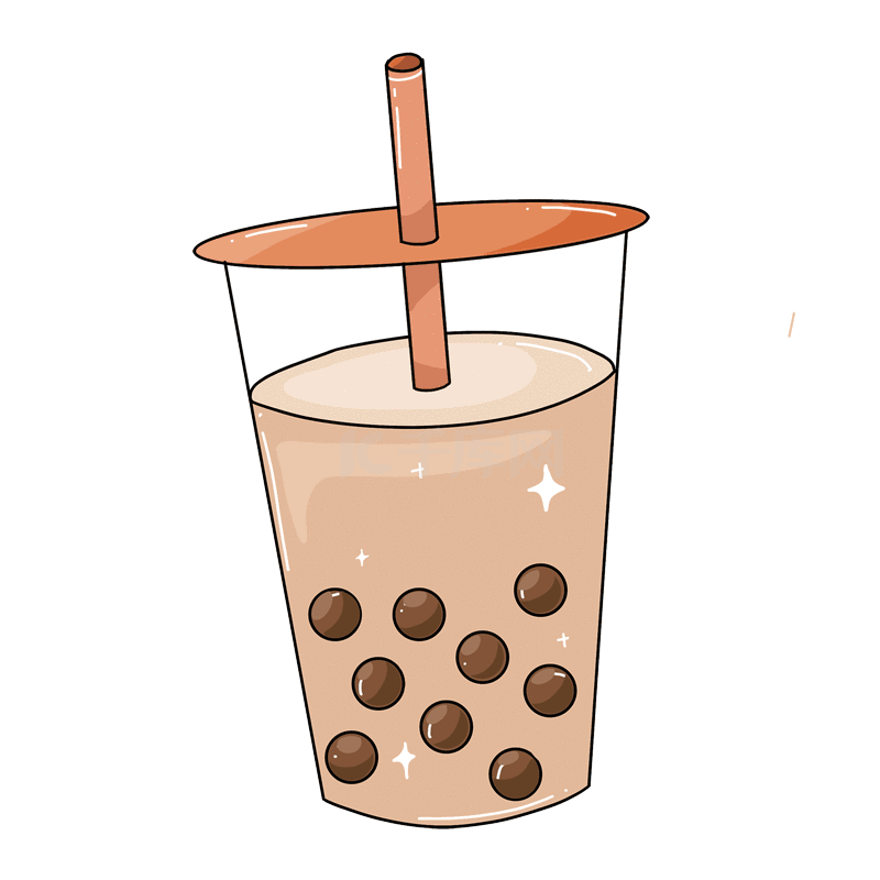 珍珠奶茶的画法 卡通图片