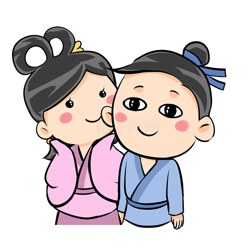 七夕表情包牛郎织女嘬脸亲吻亲亲gif