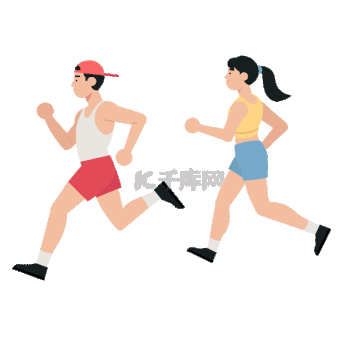 卡通平面男女运动健身跑步的人物