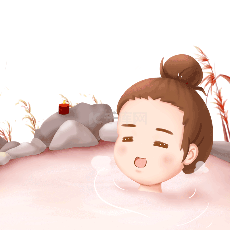 泡澡泡温泉粉色梦幻女孩gif动态图片下载 千库网