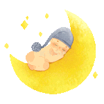 晚安夜空在月亮上睡觉的婴儿