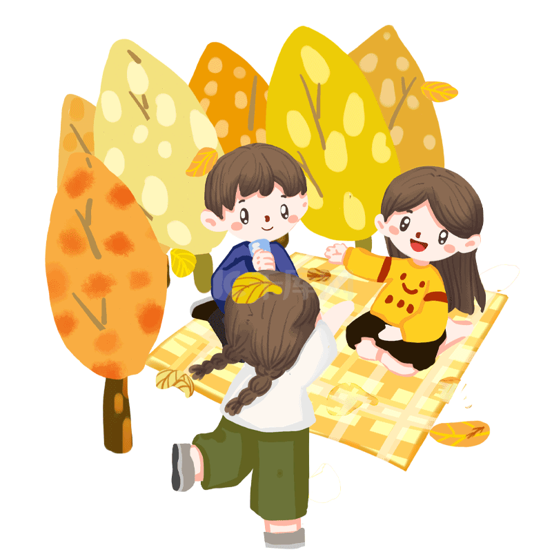 秋天野餐简笔画影子图片