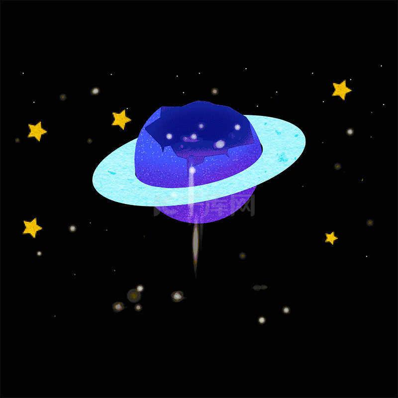 蓝紫渐变潮流蒸汽波星球宇宙太空