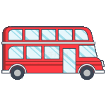 旅游旅行度假红色正在行驶的大巴观光车开车回家