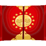 红色大门打开开门红新年春节GIF图