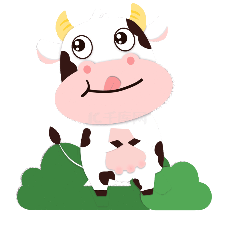 卡通Q版动物可爱喝奶奶牛馋