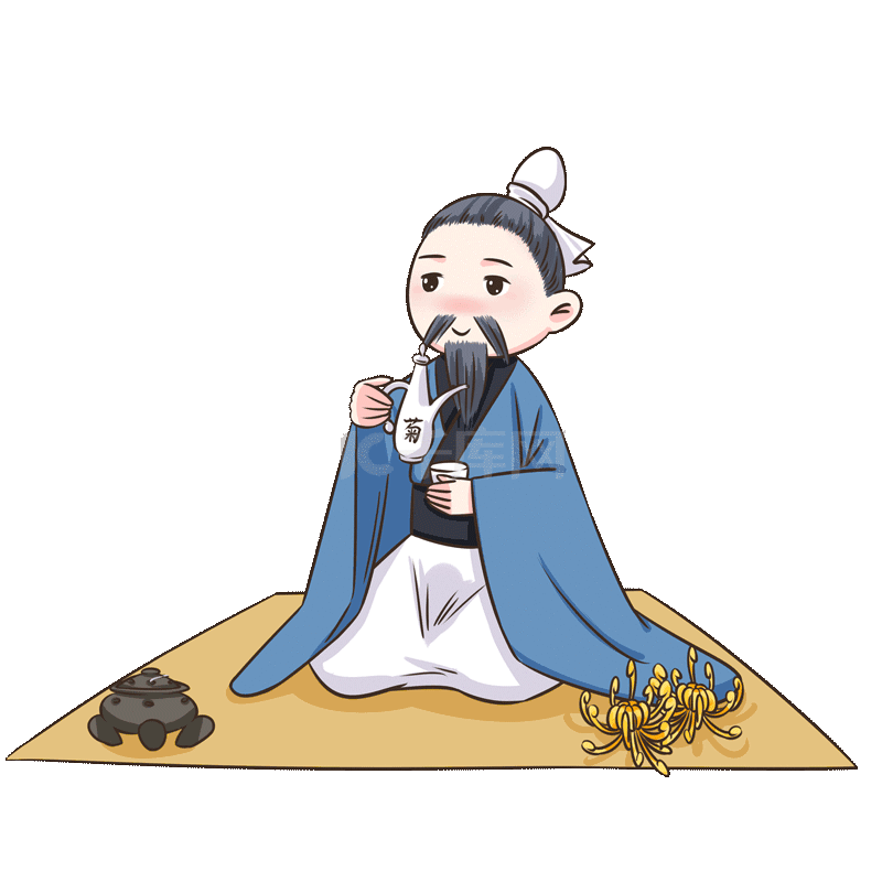 古装人物古风中国风饮酒赏菊动图