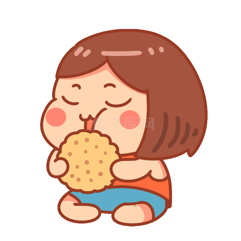 卡通吃货胖女孩能吃饼干吃货节吃东西表情包动图gif美食
