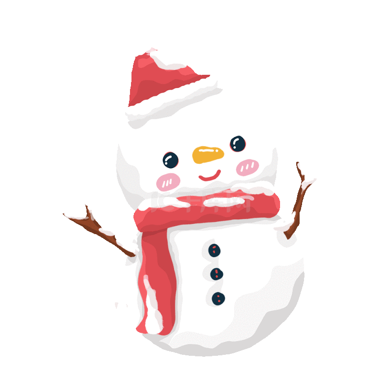 圣诞节圣诞卡通可爱小雪人落雪动图gif