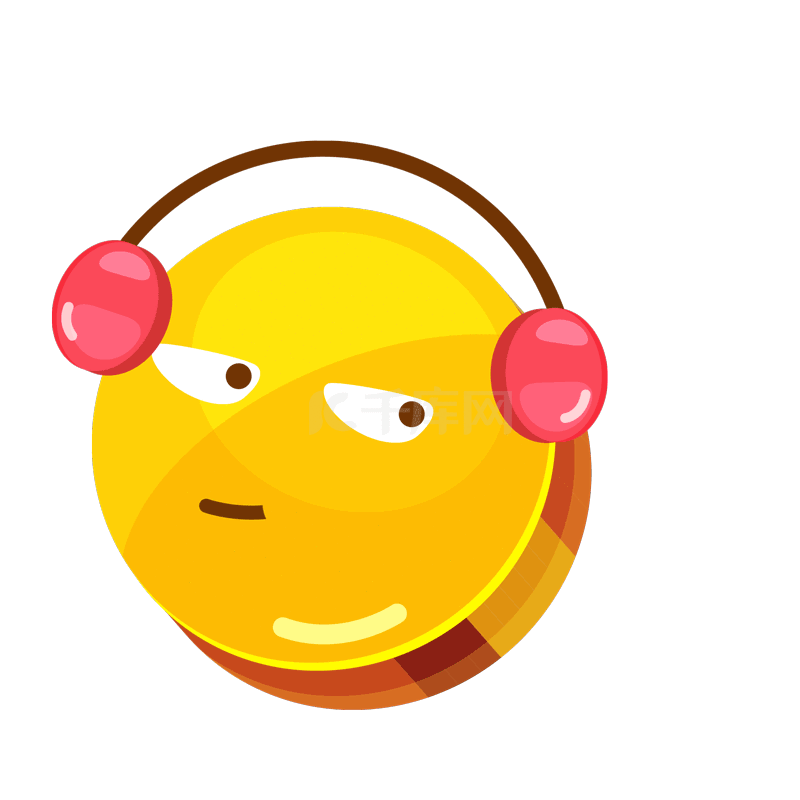 可爱听音乐小黄人微笑emoji表情gif