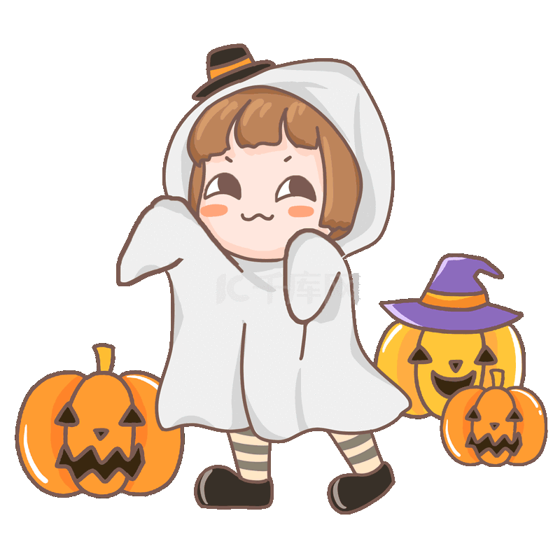 万圣节手绘卡通鬼魂