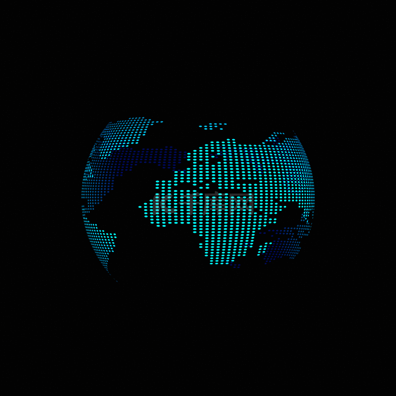 蓝色科技感线条地球仪地球自转动图GIF