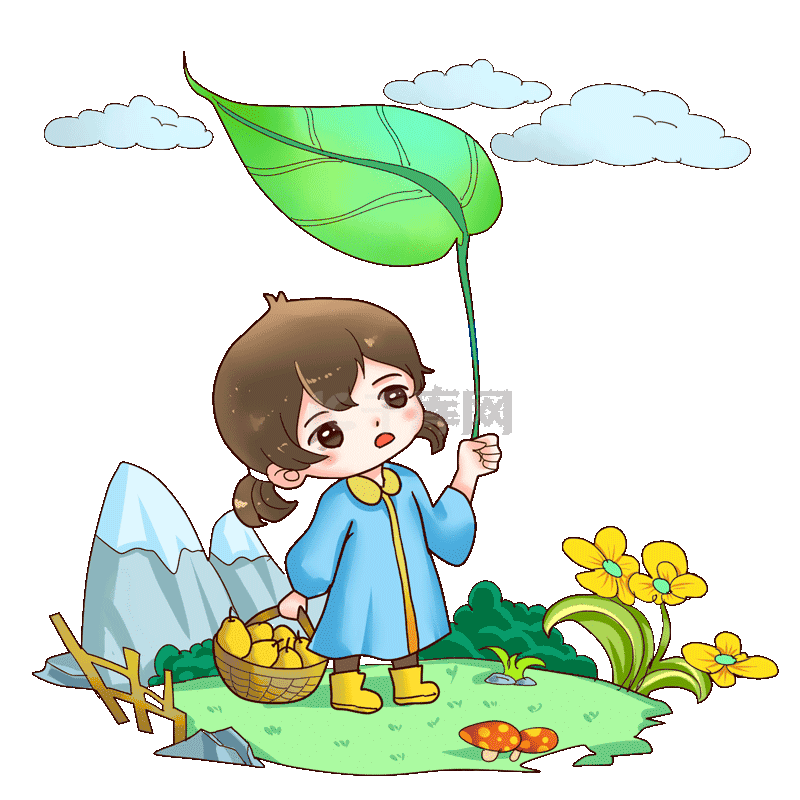 拿叶子挡雨的小女孩下雨雨天gif动态图片下载 千库网 拿叶子挡雨的小女孩下雨雨天gif动态图片下载 千库网