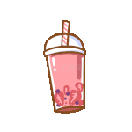 卡通可爱草莓奶茶果汁手绘vlog动图gif  贴纸
