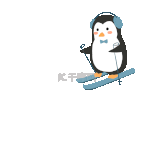 可爱企鹅滑雪运动冬天冬季南极耳暖动图gif