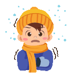 冷的发抖男孩冬天下雪下雨冬季戴帽子围巾动图gif
